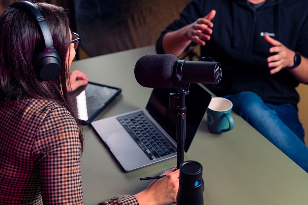 woman conducting podcast interview
